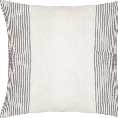 Gray & Ivory Striped Cotton Pillow