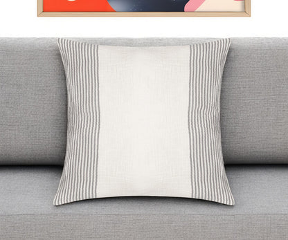 Gray & Ivory Striped Cotton Pillow