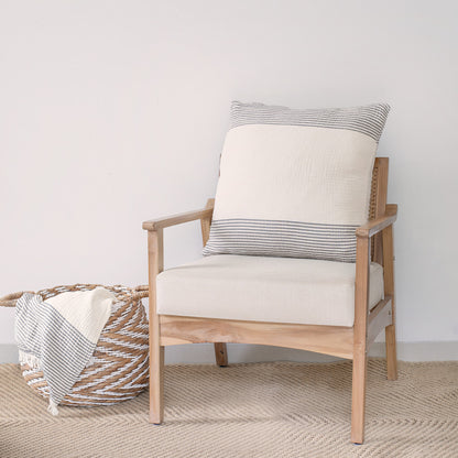 Gray & Ivory Striped Cotton Pillow