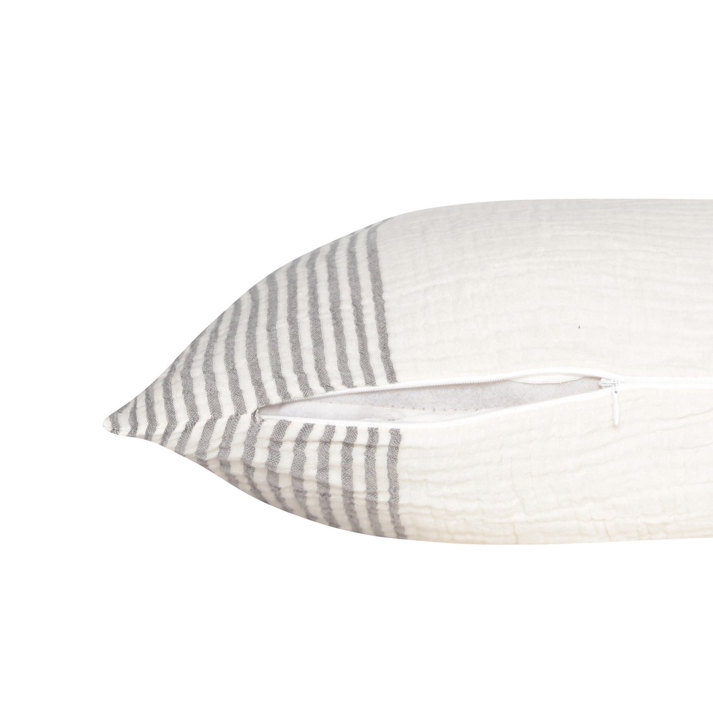 Gray & Ivory Striped Cotton Pillow
