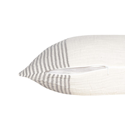 Gray & Ivory Striped Cotton Pillow