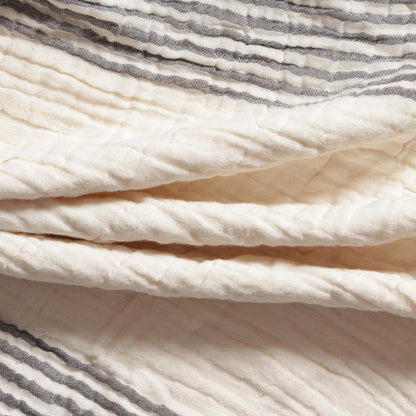 Gray & Ivory Striped Cotton Pillow