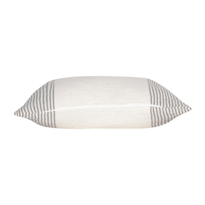 Gray & Ivory Striped Cotton Pillow