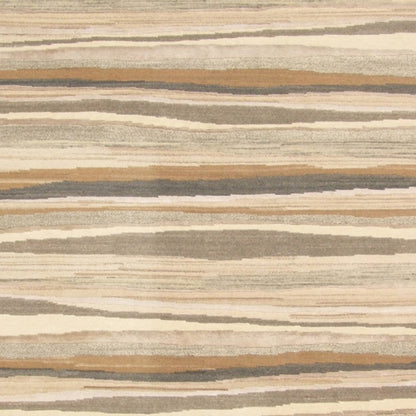 9 x 12 Beige & Brown Wool Stripe Hand Loomed Rug