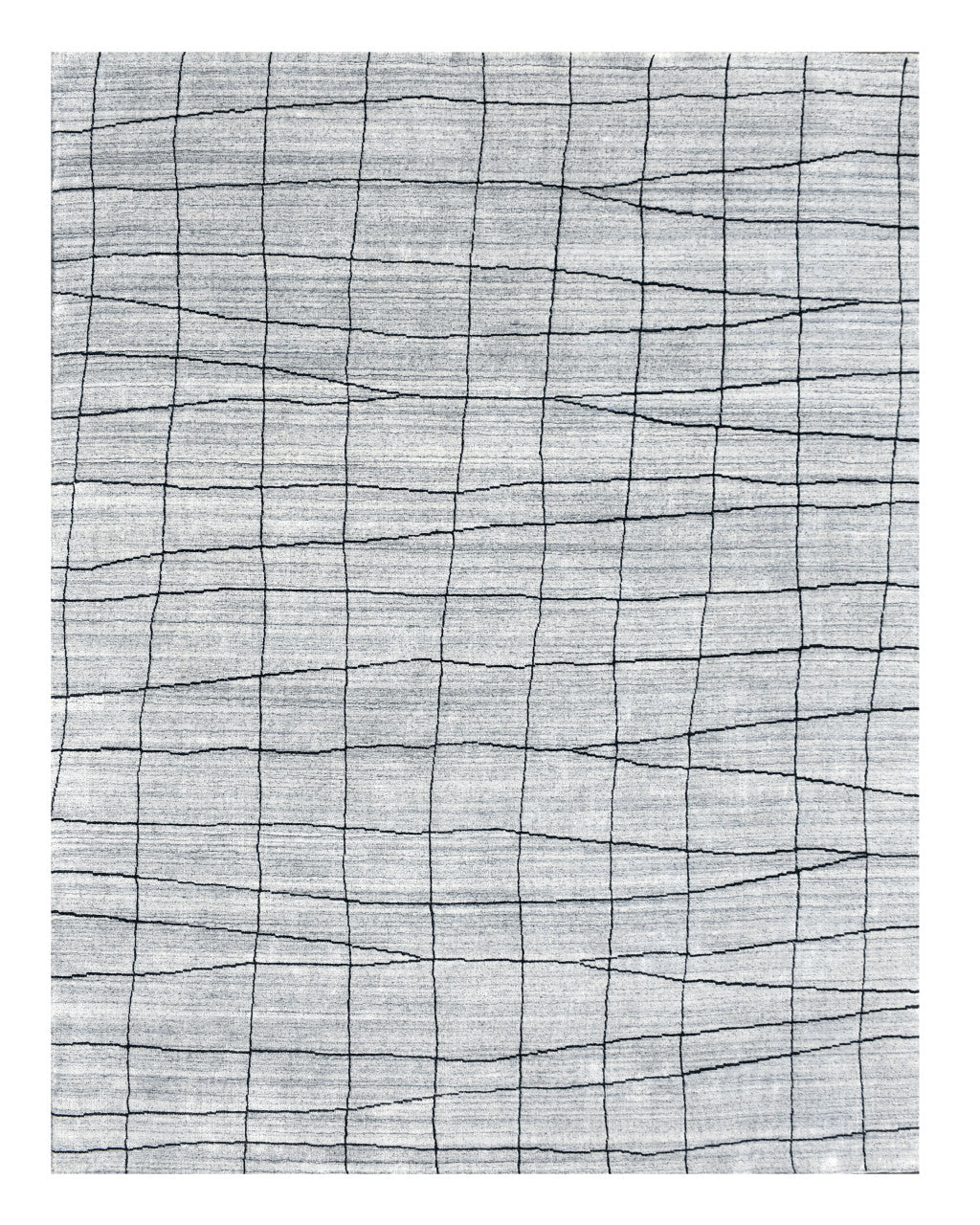 8 x 10 Gray & Black Wool Geometric Hand Loomed Rug