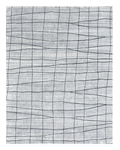 8 x 10 Gray & Black Wool Geometric Hand Loomed Rug