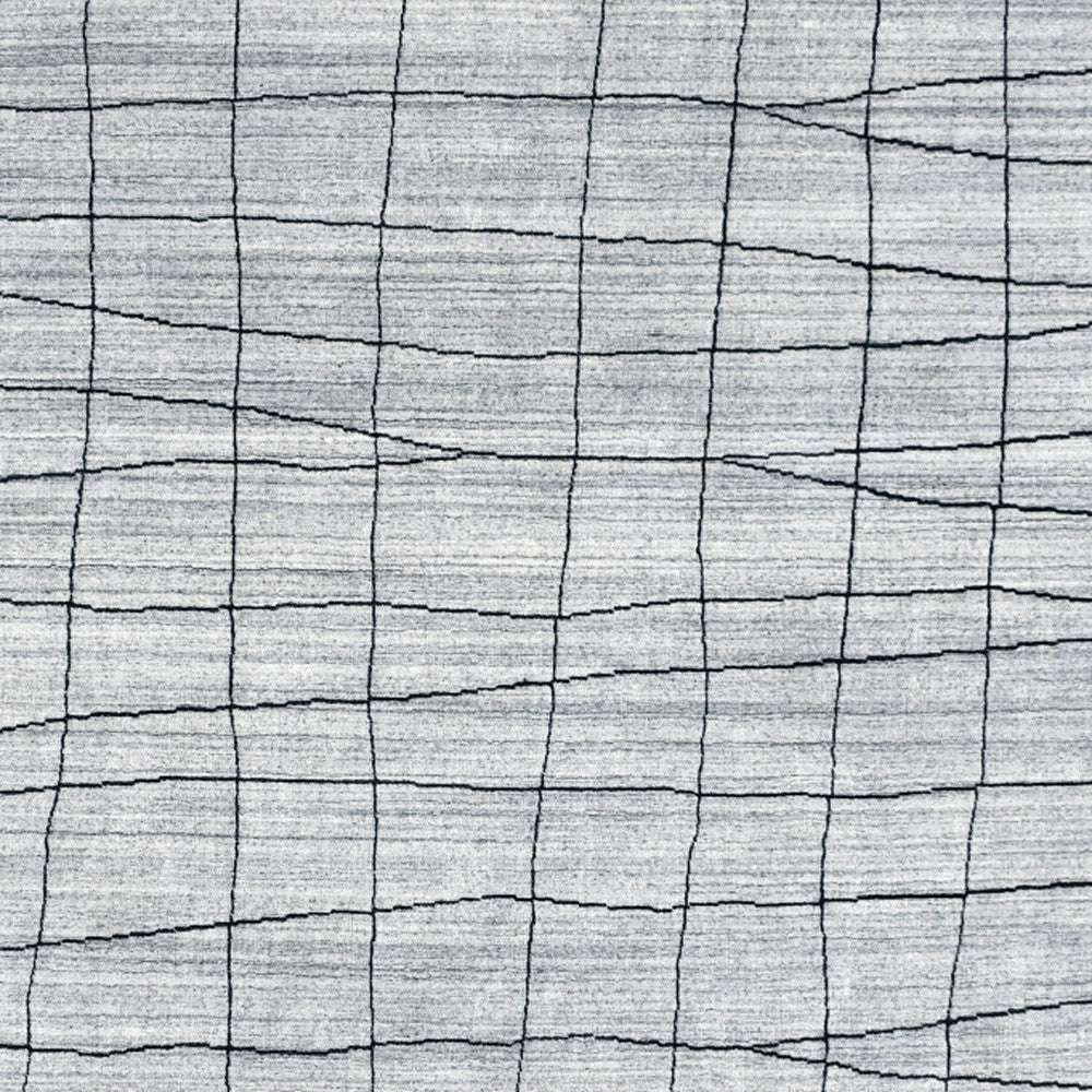 8 x 10 Gray & Black Wool Geometric Hand Loomed Rug