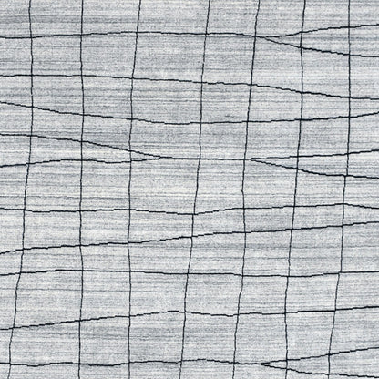 8 x 10 Gray & Black Wool Geometric Hand Loomed Rug