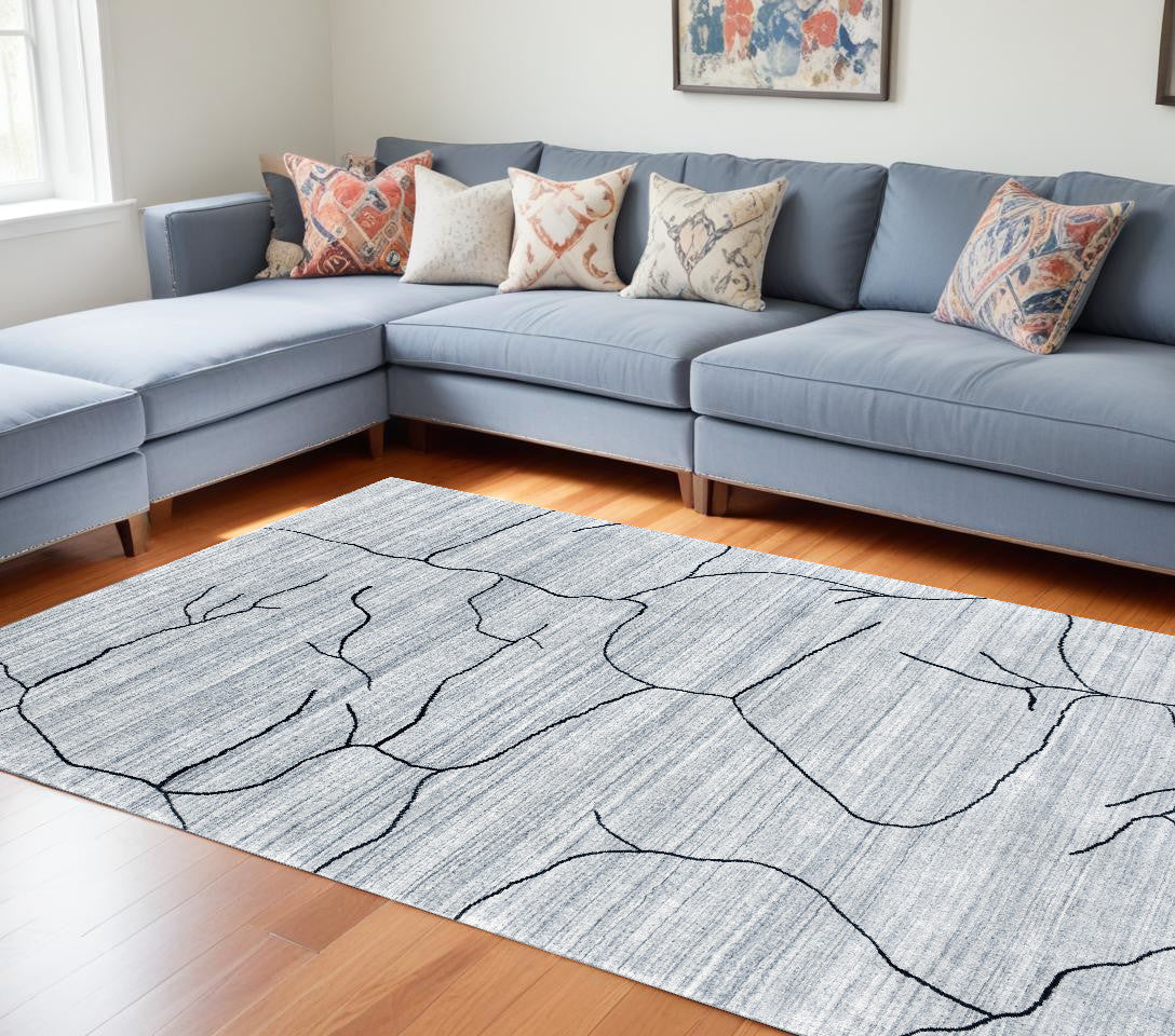 8 x 10 Gray & Black Hand Loomed Rug