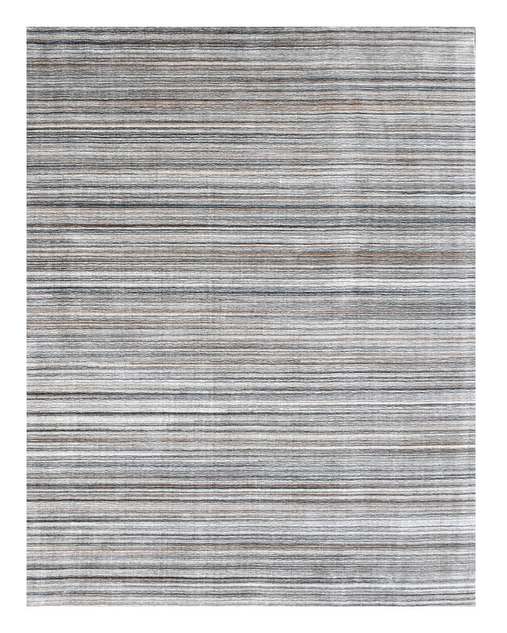 8 x 10 Gray Wool Blend Stripe Hand Loomed Rug