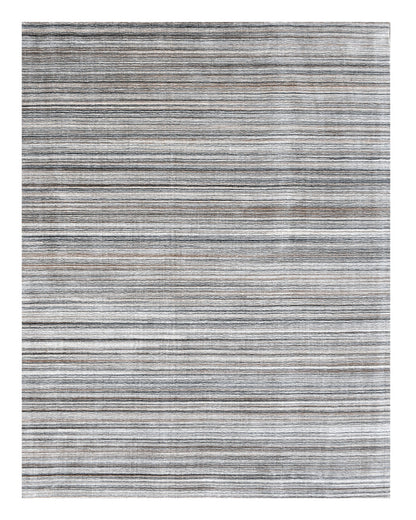 8 x 10 Gray Wool Blend Stripe Hand Loomed Rug