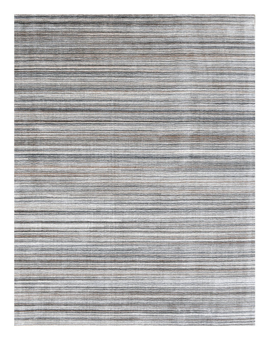 8 x 10 Gray Wool Blend Stripe Hand Loomed Rug