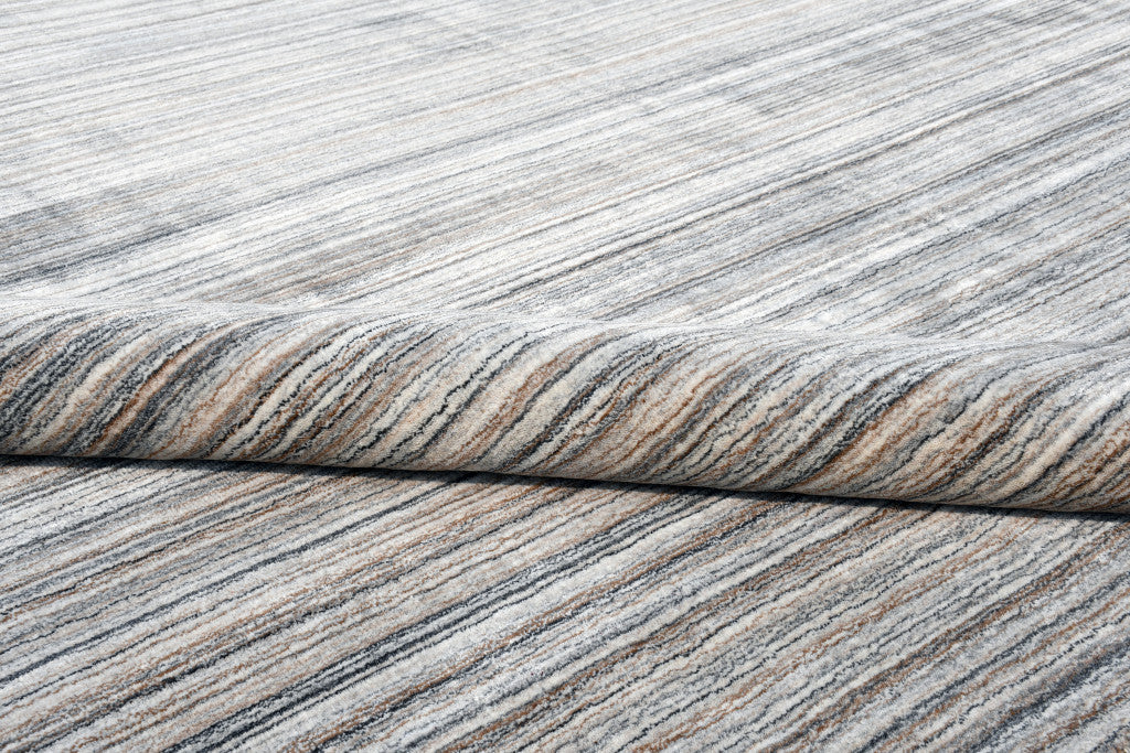 8 x 10 Gray Wool Blend Stripe Hand Loomed Rug