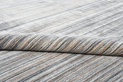 8 x 10 Gray Wool Blend Stripe Hand Loomed Rug