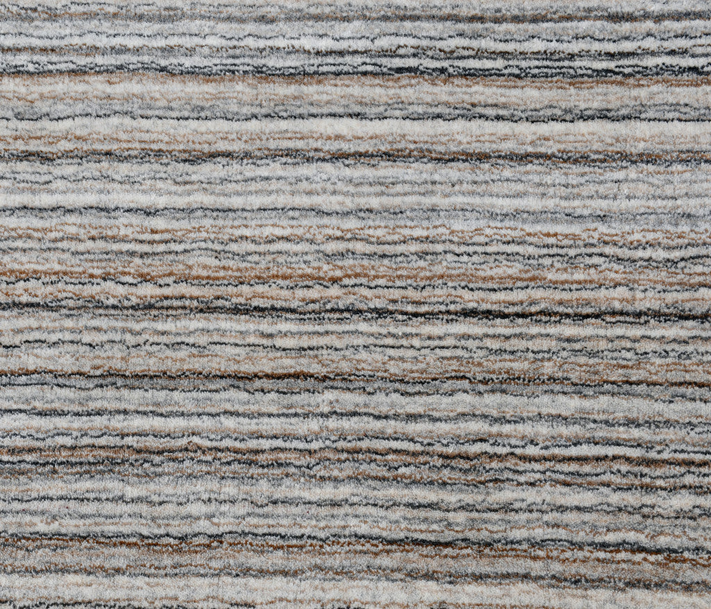 8 x 10 Gray Wool Blend Stripe Hand Loomed Rug