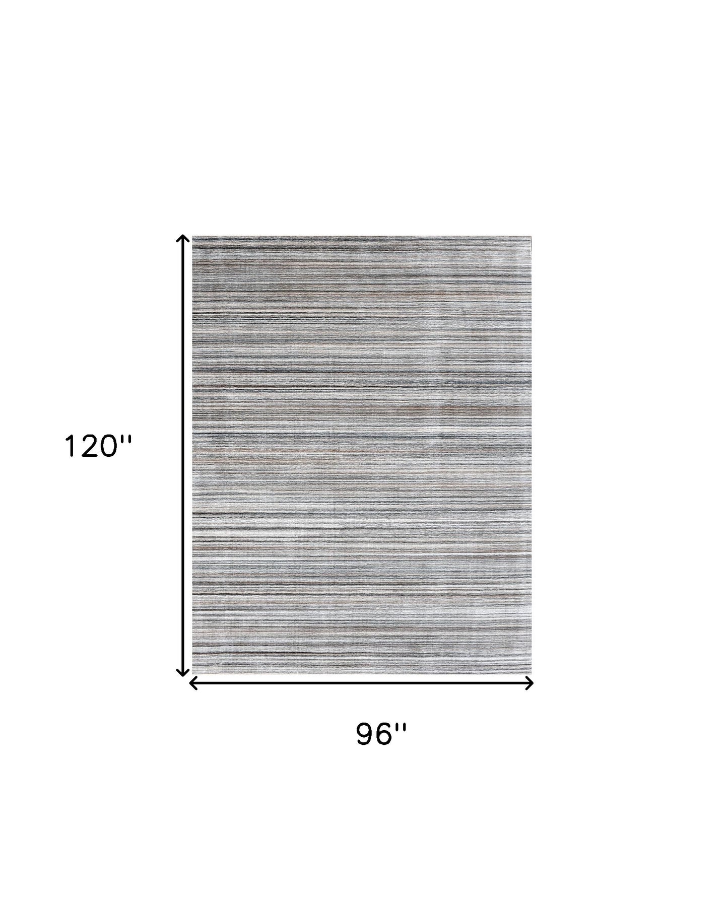 8 x 10 Gray Wool Blend Stripe Hand Loomed Rug