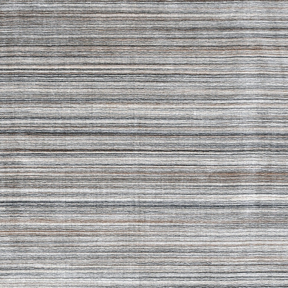 8 x 10 Gray Wool Blend Stripe Hand Loomed Rug