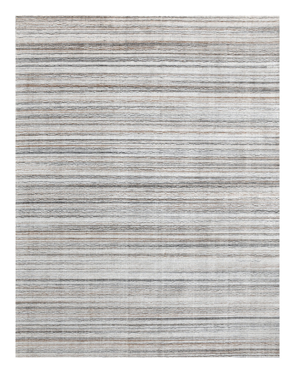 8 x 10 Beige & Gray Wool Blend Lines Hand Loomed Rug