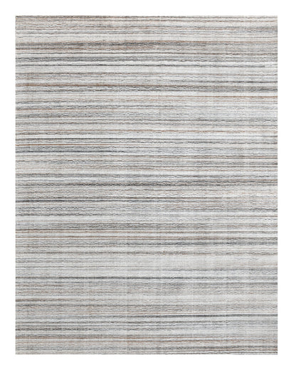 8 x 10 Beige & Gray Wool Blend Lines Hand Loomed Rug