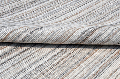 8 x 10 Beige & Gray Wool Blend Lines Hand Loomed Rug