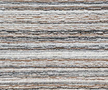 8 x 10 Beige & Gray Wool Blend Lines Hand Loomed Rug