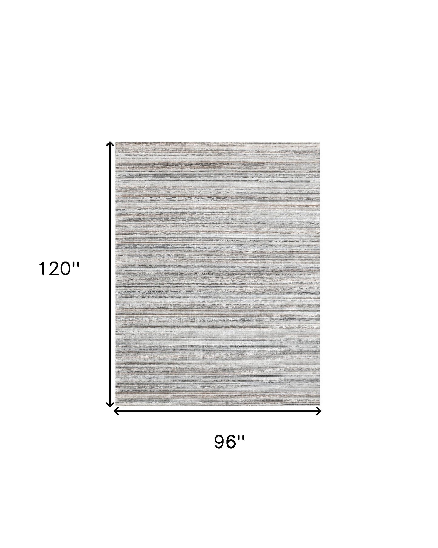 8 x 10 Beige & Gray Wool Blend Lines Hand Loomed Rug