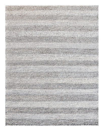 8 x 10 Beige & Gray Wool Blend Striped Hand Loomed Rug