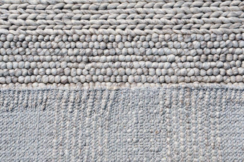 8 x 10 Beige & Gray Wool Blend Striped Hand Loomed Rug