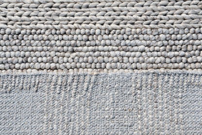 8 x 10 Beige & Gray Wool Blend Striped Hand Loomed Rug