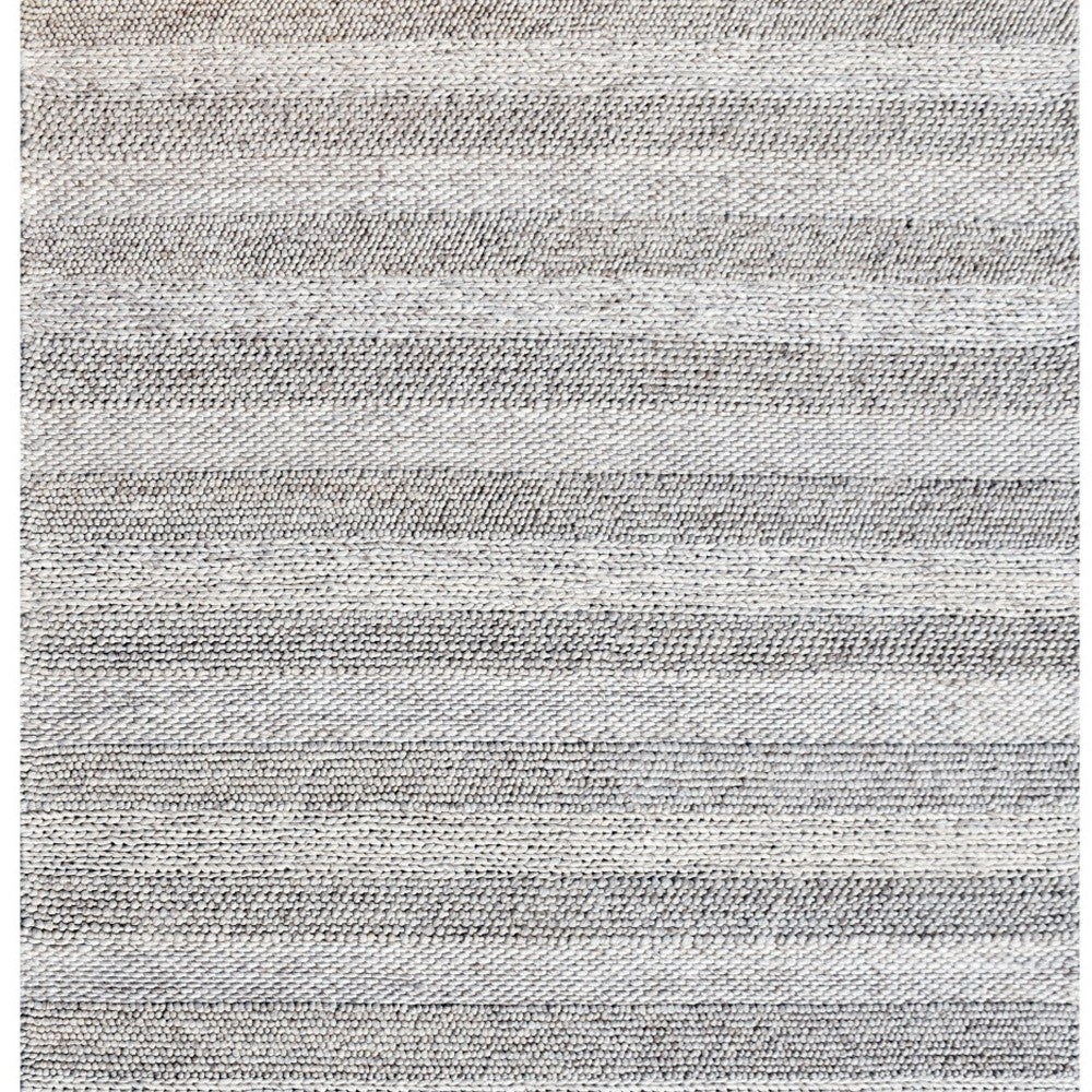 8 x 10 Beige & Gray Wool Blend Striped Hand Loomed Rug