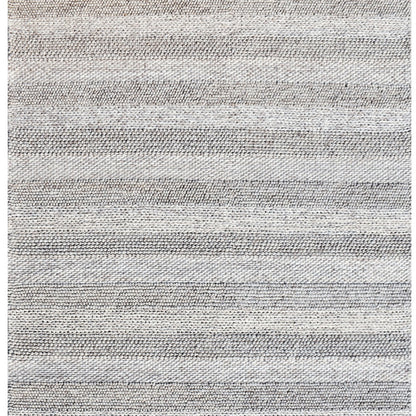 8 x 10 Beige & Gray Wool Blend Striped Hand Loomed Rug