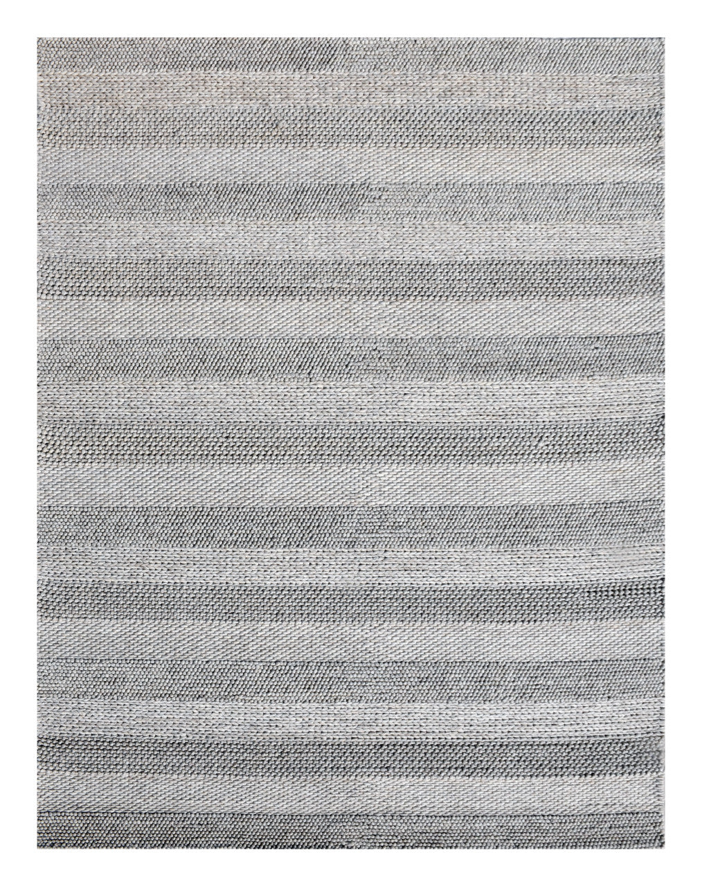 8 x 10 Beige & Gray Wool Blend Striped Hand Loomed Rug
