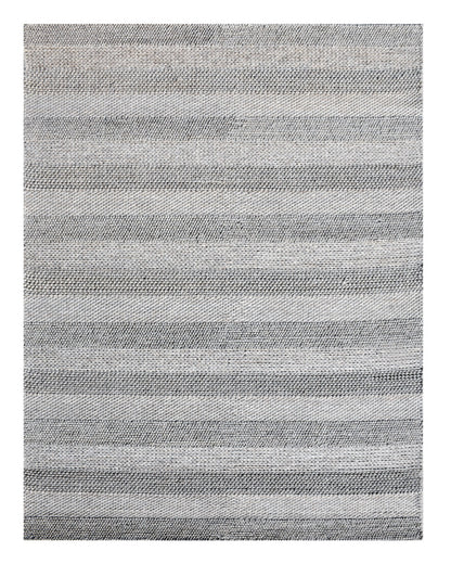 8 x 10 Beige & Gray Wool Blend Striped Hand Loomed Rug