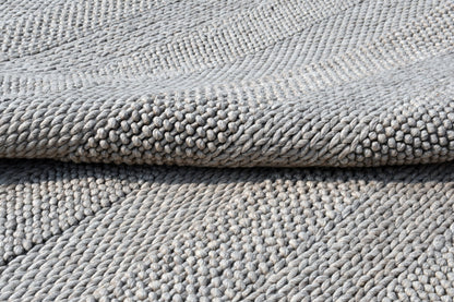 8 x 10 Beige & Gray Wool Blend Striped Hand Loomed Rug