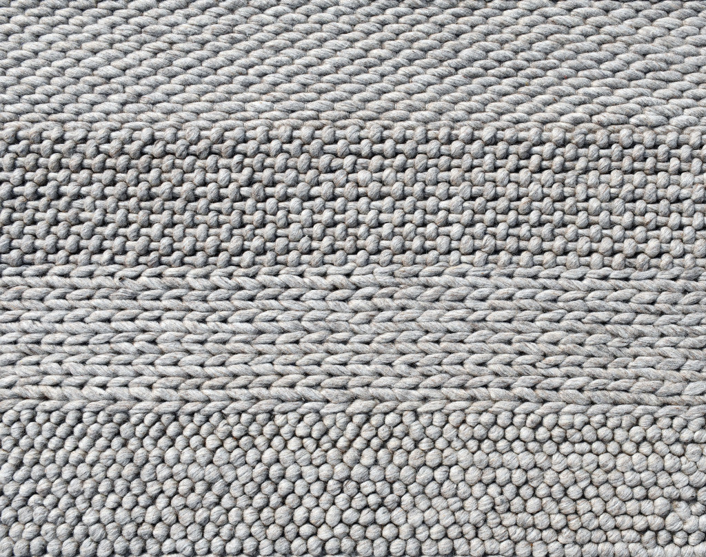 8 x 10 Beige & Gray Wool Blend Striped Hand Loomed Rug