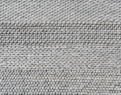 8 x 10 Beige & Gray Wool Blend Striped Hand Loomed Rug