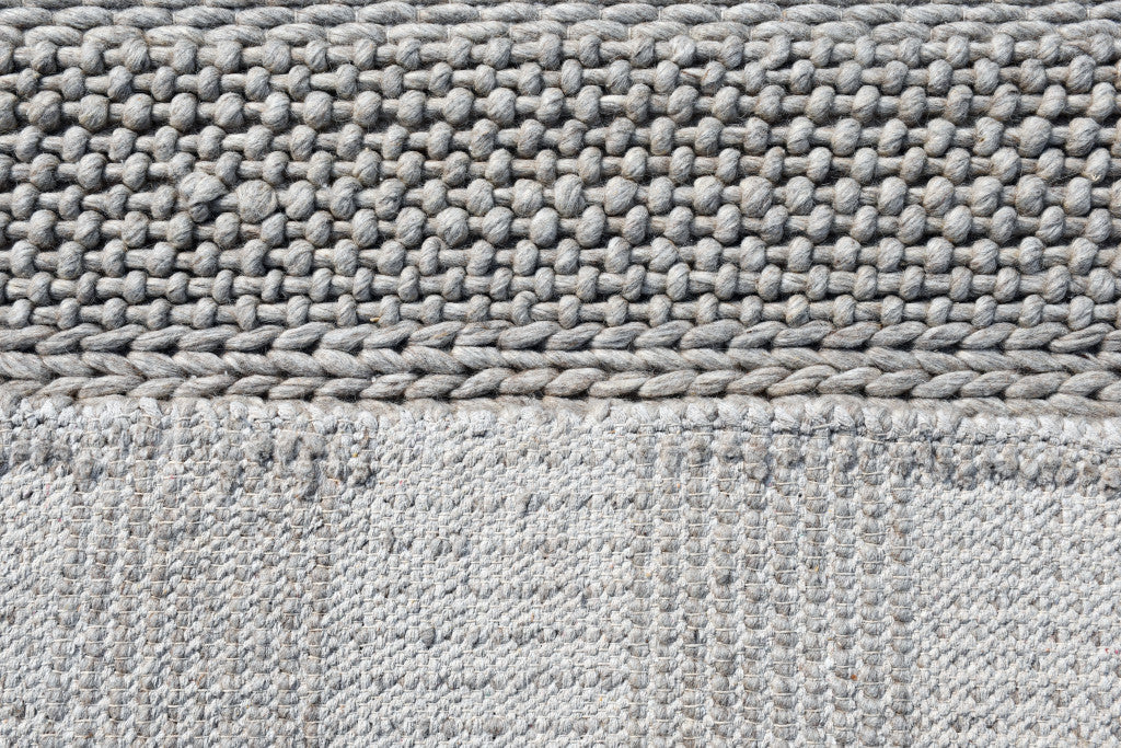 8 x 10 Beige & Gray Wool Blend Striped Hand Loomed Rug