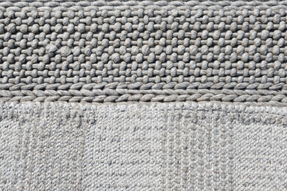 8 x 10 Beige & Gray Wool Blend Striped Hand Loomed Rug