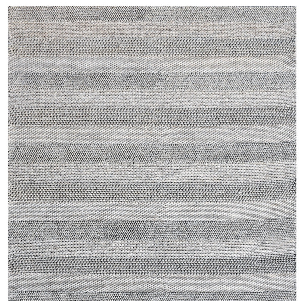 8 x 10 Beige & Gray Wool Blend Striped Hand Loomed Rug