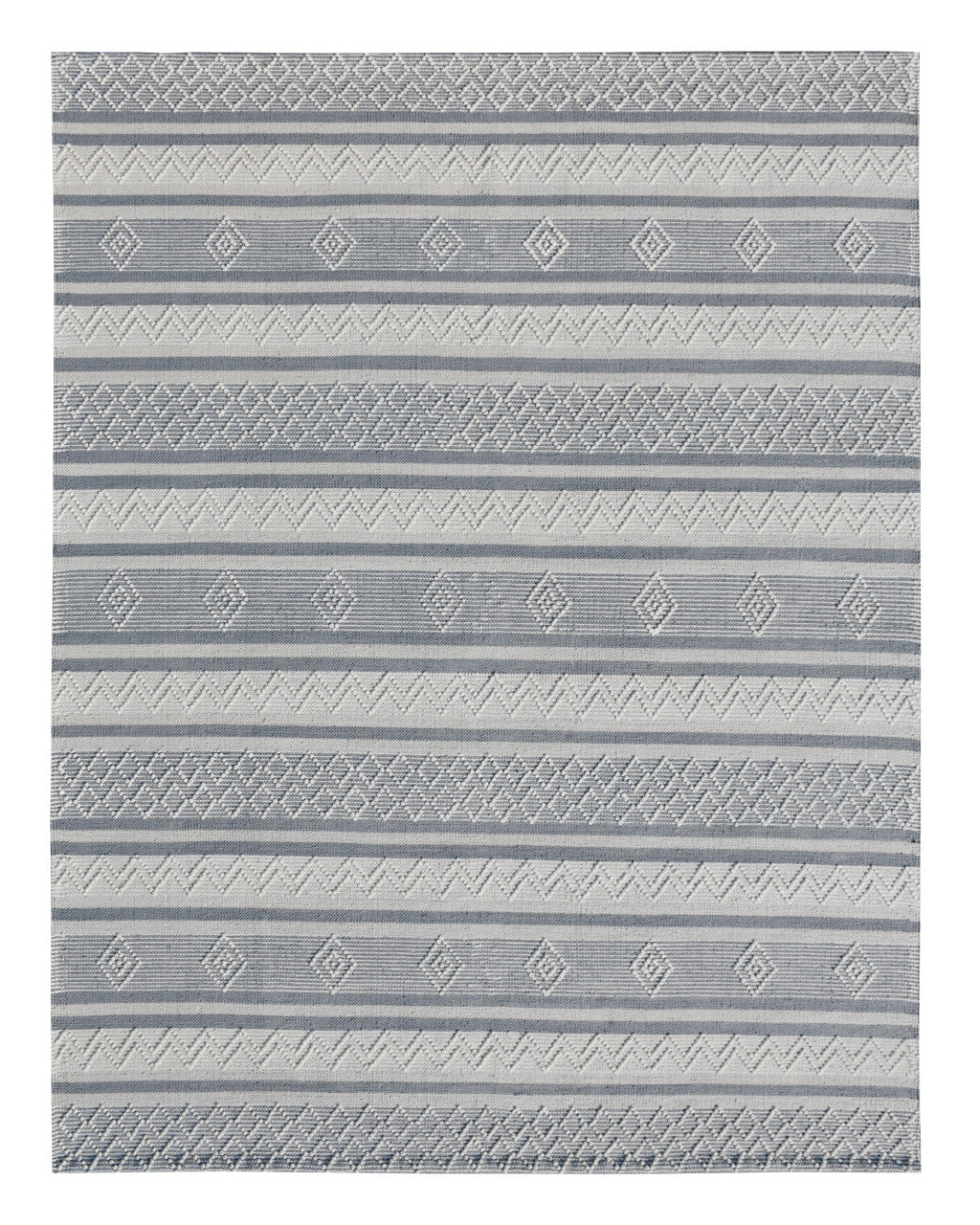 8 x 10 Light Gray & Dark Gray Geometric Hand Loomed Rug