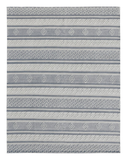 8 x 10 Light Gray & Dark Gray Geometric Hand Loomed Rug