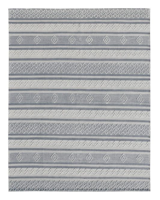 8 x 10 Light Gray & Dark Gray Geometric Hand Loomed Rug