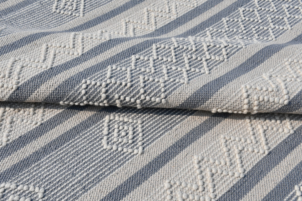 8 x 10 Light Gray & Dark Gray Geometric Hand Loomed Rug