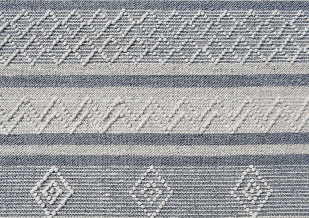 8 x 10 Light Gray & Dark Gray Geometric Hand Loomed Rug