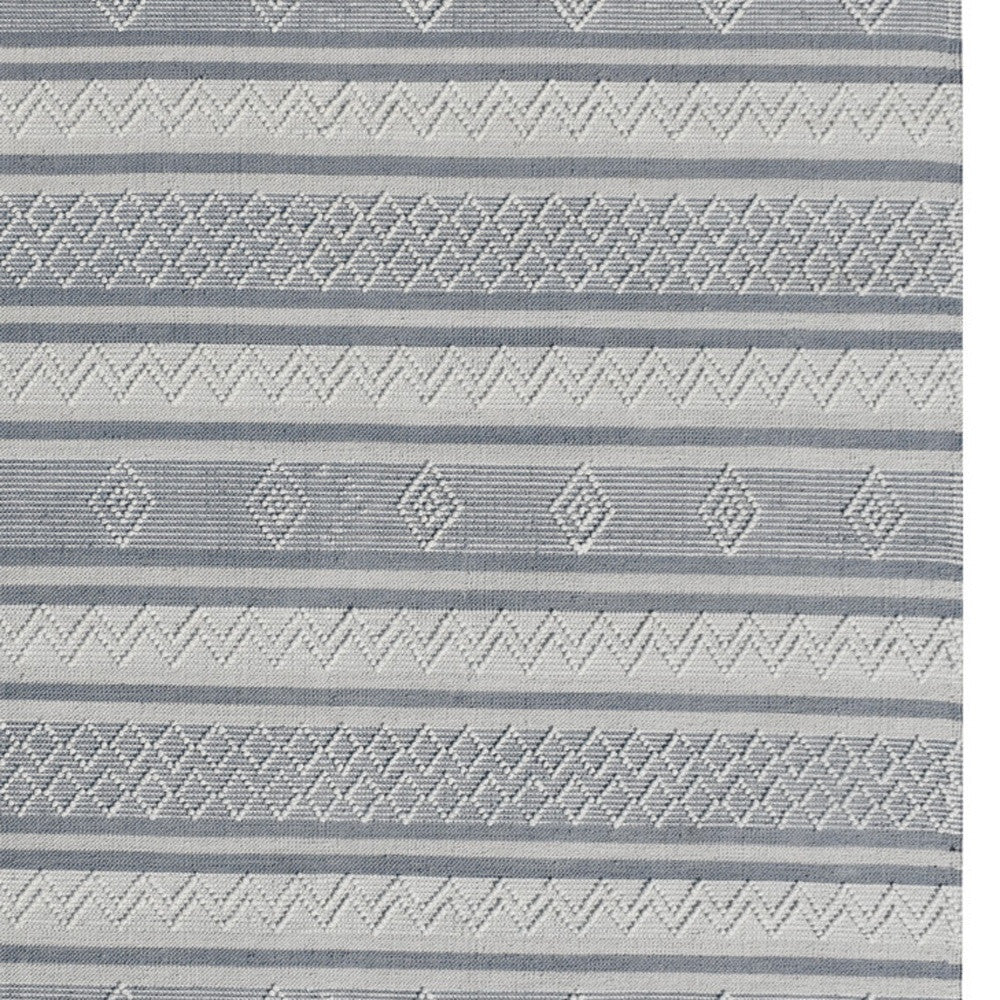 8 x 10 Light Gray & Dark Gray Geometric Hand Loomed Rug
