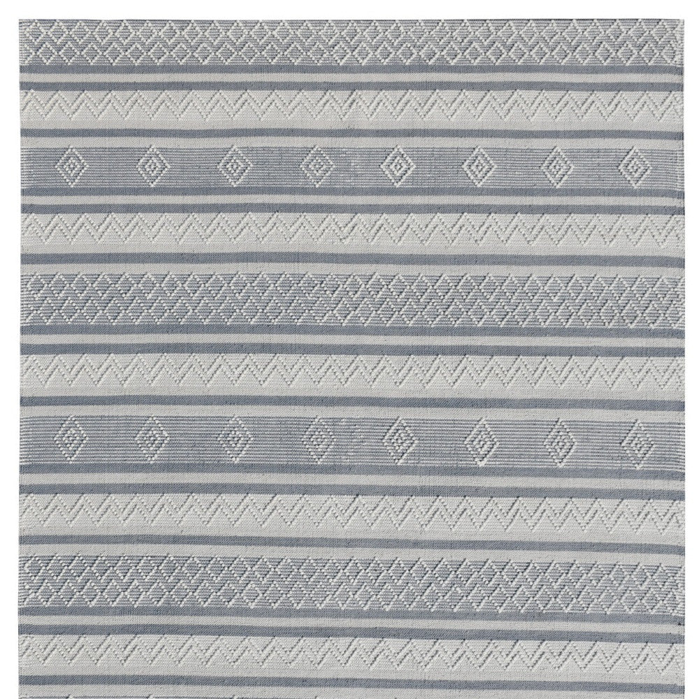 8 x 10 Light Gray & Dark Gray Geometric Hand Loomed Rug