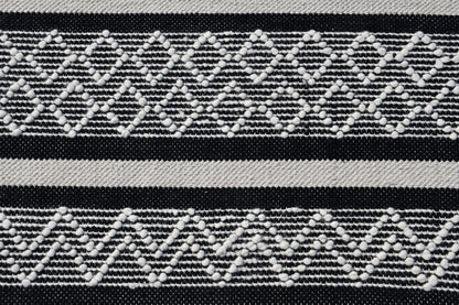 8 x 10 Black & White Wool Geometric Stripe Hand Loomed Rug