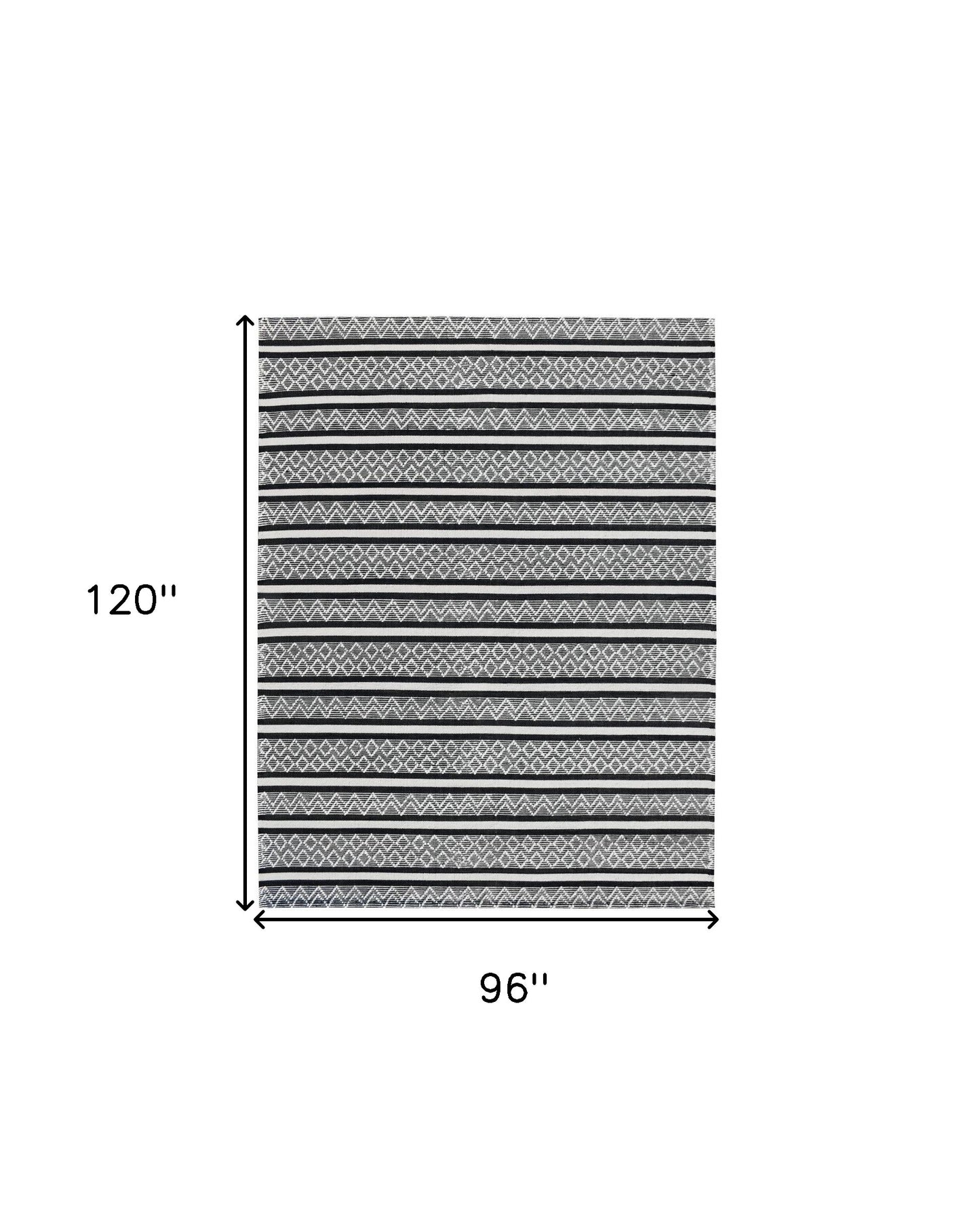 8 x 10 Black & White Wool Geometric Stripe Hand Loomed Rug