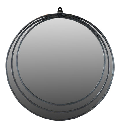 Black Round Metal Framed Accent Mirror