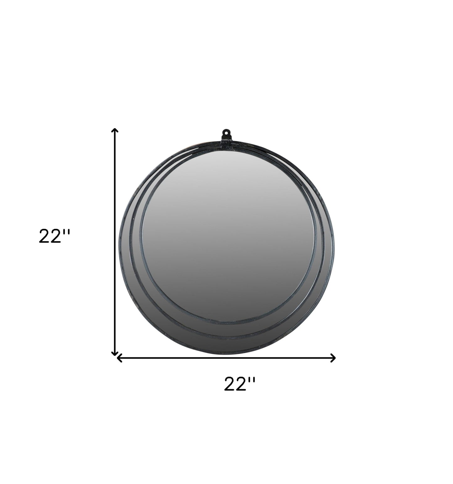 Black Round Metal Framed Accent Mirror